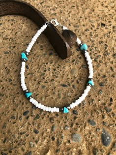 White silver and turquoise chunk bracelet  7 1/2 inches Western Bracelets Cowgirl Jewelry, Western Anklets, Turquoise Bracelets, Handmade Western Turquoise Bracelets, Handmade Western Turquoise Bracelet, Handmade Western Style Turquoise Bracelet, Native Beaded Bracelets, Nickel-free Turquoise Beaded Bracelets For Festivals, Southwestern Style Turquoise Beaded Bracelets