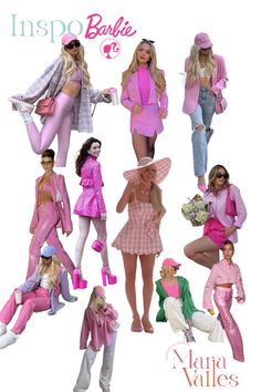 barbie dolls are dressed up in pink outfits