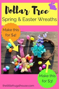 dollar tree spring and easter wreaths for $ 3