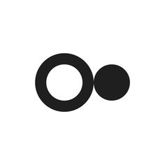 the letter o is shown in black and white