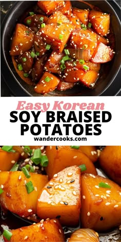 easy korean soy braised potatoes with sesame seeds