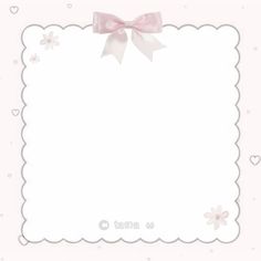 a white frame with pink bows and hearts on the edges, in front of a light pink background