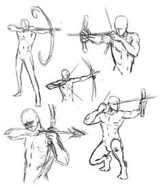 an image of some people doing different things in the same drawing style, including arrows