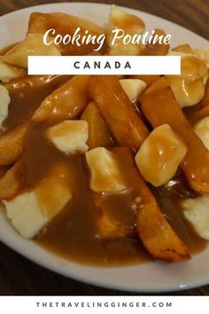 a white plate topped with sliced bananas and gravy covered in caramel sauce