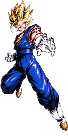 a drawing of gohan from the dragon ball game, with his arms out and one hand in the air