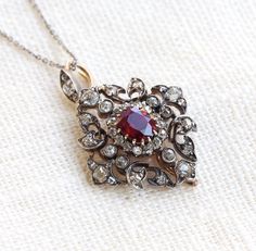 Ruby Diamond Necklace, Platinum Chain, Victorian Pendants, Edwardian Jewelry, Magical Jewelry, Ruby Necklace, Antique Necklace, Victorian Jewelry, Pendant Design