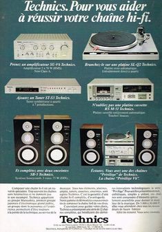 an advertisement for technics from the 1950's shows different types of stereo equipment