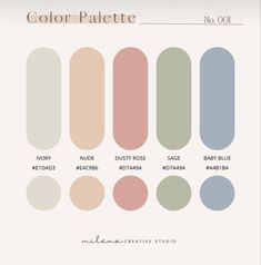 the color palette is shown with different shades