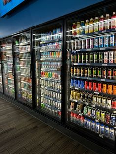 the coolers are filled with drinks and beverages