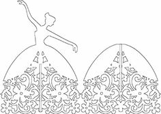 a ballerina coloring page with an intricate design on the top and bottom, in black and white