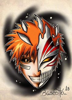 a drawing of an orange and white mask with the words baseoff on it