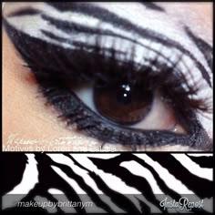 Black N White Makeup, Zebra Print Makeup, Zebra Eyeliner, Zebra Eyeshadow, Zebra Eye Makeup, Zebra Makeup, Scene Makeup, White Eyeshadow, Alt Makeup