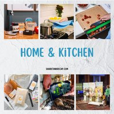 a collage of photos with the words home and kitchen