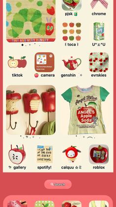 an info sheet with many different items on the top and bottom half of it, including apples