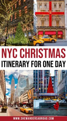 the new york christmas itinerary for one day is on display in this postcard