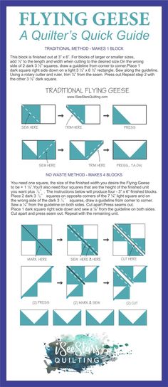 the flying geese quilt pattern with instructions for how to make an origami bird