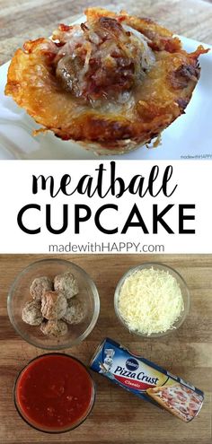 meatball cupcakes with cheese and sauce on the side