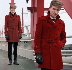 Zara Trousers, Zara Coat, Men Photography, H&m Shirts, Red Coat, Self Made, Leather Jacket Men