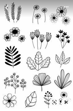 Simple Flower Drawing How To, Line Art Floral Pattern, Botanical Sketches Simple, Easy Doodle Art Flower, Flower Doodles Simple, Abstract Flowers Drawing, Simple Flower Design Pattern, Basic Flower Drawing, Flower Line Drawing Simple