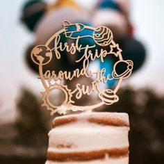 a close up of a cake with frosting on it and the words first step around the curve