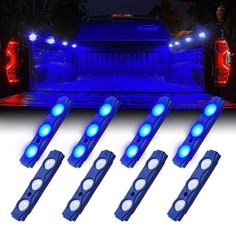 four blue lights on the back of a truck