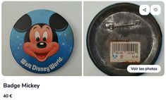 two different pictures of mickey mouse and the same one has a barcode on it