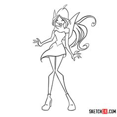 Flora Winx Club Drawing, Winx Club Drawings Easy, Flora Winx Drawing, Winx Drawing, Fairy Of Nature, Club Drawing, Winx Fairies, Drawings To Trace, Character Outline