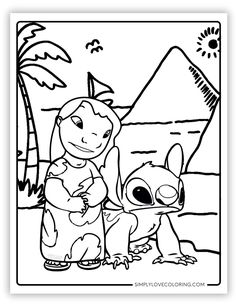 an image of stitch and stitch coloring pages