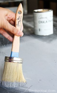 a person holding a paint brush in their hand