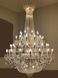 a large crystal chandelier hanging from the ceiling