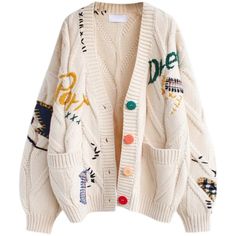 Look your best in this loose knit embroidered pocket cardigan sweater. with its soft, lightweight material and delicate detailing, this sweater is perfect for any occasion. Patchwork Cardigan, Retro Mode, Embroidered Cardigan, Embroidered Sweater, Embroidery Fashion, Oversized Cardigan, Loose Sweater, Style Streetwear, Knit Fashion