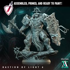 Bring your tabletop game to life with these stunningly detailed Bastion of Light miniatures sculpted by the artists over at Archvillain Games. They are a blast to paint and throw at your players. Great for any tabletop wargames, D&D, Pathfinder, and miniature painters. The only thing missing is your artistic touch. All of our miniatures: - Arrive to you fully prepped, primed, and ready to paint. - Primed using quality Vallejo primer, airbrush-applied to retain all the fine details.  - Created us Battle Games, Tabletop Rpg, Games Workshop, Dark Souls, Space Marine, Free Prints, Tabletop Games, Miniature Toys, Painting Style