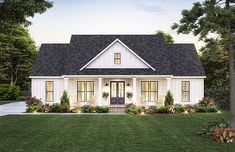 this is an artist's rendering of the farmhouse style house plans for small homes