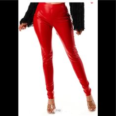 Red Leather Pants Cute Brand New Lite Stretch Very Sexy Red Leather Pants, Leather Leggings Fashion, Pants Cute, Leather Jeans, Faux Leather Pants, Beautiful Clothes, Leather Leggings, Leggings Fashion, Beautiful Outfits