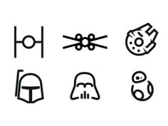 the star wars symbols are shown in black and white