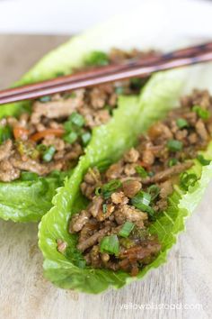 lettuce wraps filled with meat and vegetables