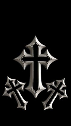 the cross is made up of silver metal on a black background stock photo - 1307982