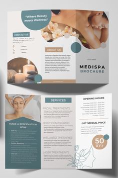 a brochure that is designed to look like an elegant spa brochure