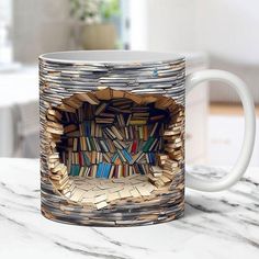 3D Bookshelf Mug Creative Ceramic Water Cup With Handle A Library Shelf Space Book Lovers Coffee Mug Birthday Christmas Gift - Trendha Library Bookshelves, Library Shelves, Bookshelf Design, Keramik Design, Gifts For Readers, Cup Design, Decoration Design, Space Design, Ceramic Cups