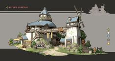 Farming Architecture, Scene Concept Art, Storybook Homes, Dragon House, Environment Props, Chestnut Trees, Cob House, Game Concept Art