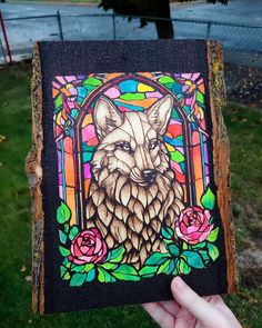 Another stained glass inspired woodburn painted with water colors. #woodburning #pyrography #art #watercolor #fyp Beginner Wood Burning, Water Colors, Stain