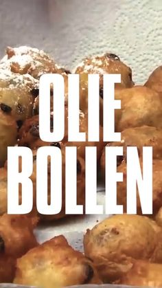 there is a pile of pastries with the words oleie boulen on it