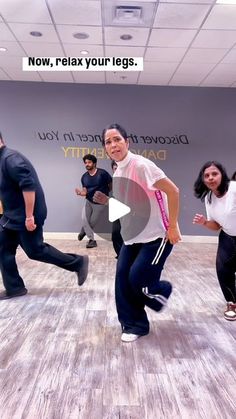 a group of people are dancing in a dance studio with the caption'now relax your legs, relax your leg '