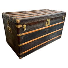 an old trunk is shown on a white background