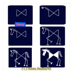 four different types of horses and arrows with the words horse written in blue on them