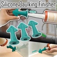 several different types of kitchen gadgets are being used to make the sink faucet finisher