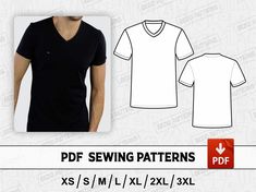 T SHIRT V neck Men Sewing PDf Pattern/templates,PDF Sewing Pattern,Digital pattern,V neck t shirt,Sizes XS to 3XL,Instant Download Sizes : XS / S / M L / XL / 2XL / 3XL You can chose size what you want to print, Best way to decide sizes is to measure one of your shirt, Lay in on flat surface and take accurate measurements, Then compare your measured size with this size chart.  Fabric recommendations  Cotton / Polyester ,   rib knit collar This is NOT a physical product. This is a sewing printabl Sewing Pdf Pattern, African Dress Styles, T Shirt Sewing Pattern, Fashion Outfits For Men, Shirt Sewing, Shirt Sewing Pattern, Mens Pullover, Outfit For Men, Mens Fashion Classy