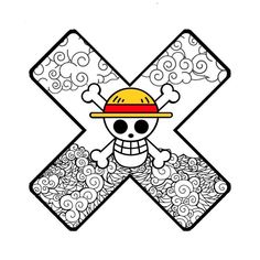 the letter x with a skull and hat on it