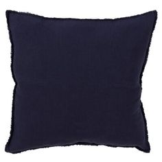 a dark blue pillow with fray edges