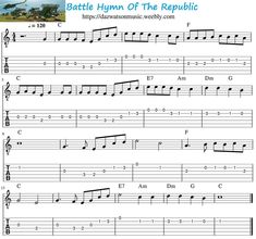 the battle humm of the repapolic guitar tab with notes and notations